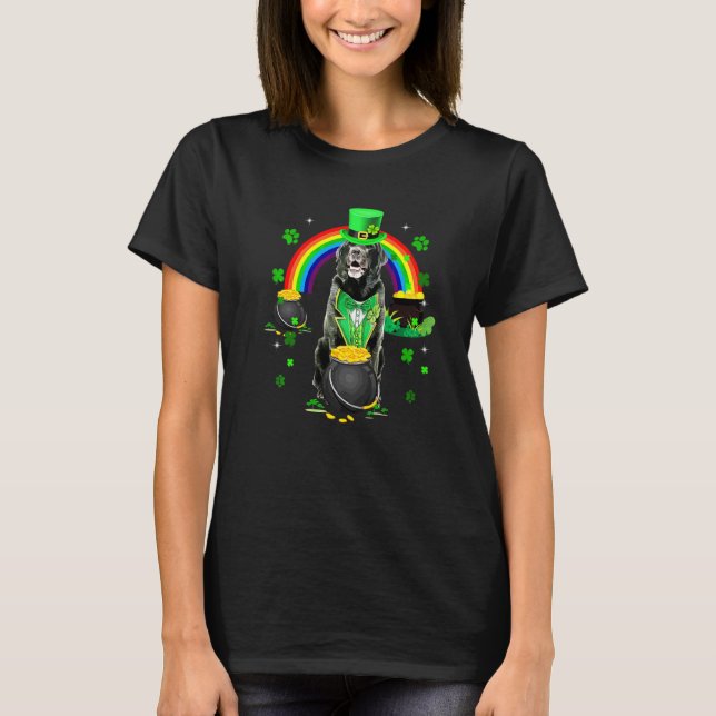 Funny Black Lab Leprechaun Shamrock St Patrick's D T-Shirt (Front)