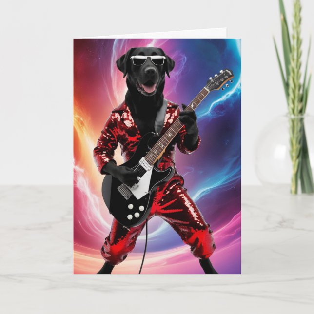 Funny Black Lab Rock Star Card (Front)