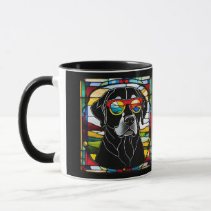 Funny Black Lab Stained Glass Coffee Mug