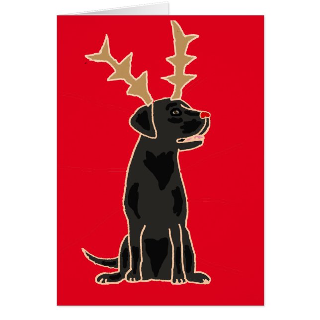 Funny Black Lab with Reindeer Antlers Christmas (Front)