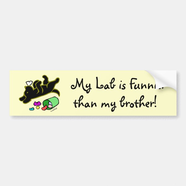 Funny Black Labrador Cartoon Illustration Bumper Sticker (Front)