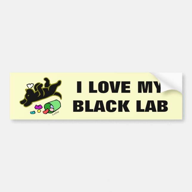 Funny Black Labrador Cartoon Illustration Bumper Sticker (Front)