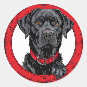 Funny black labrador classic round sticker