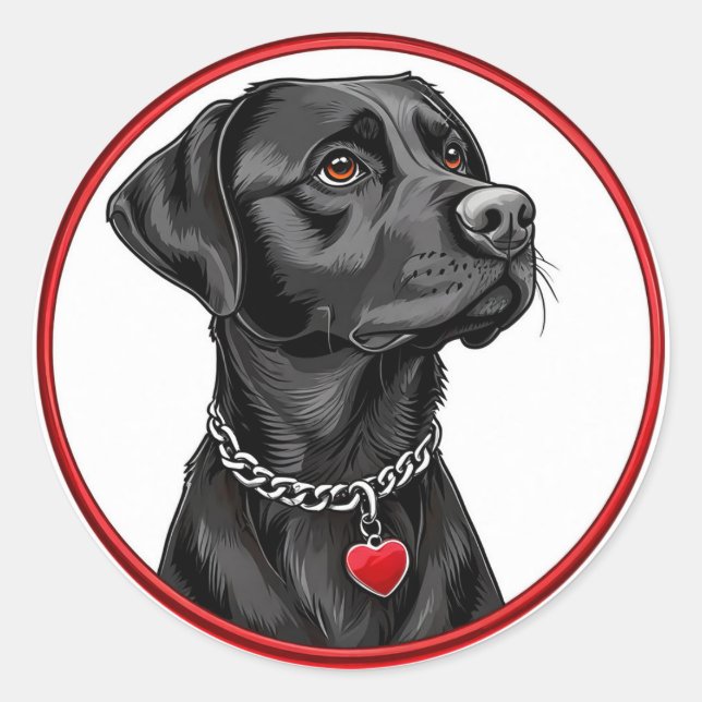 Funny black labrador classic round sticker (Front)