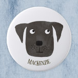 Funny Black Labrador Retriever Dog Custom Name 3 Cm Round Badge<br><div class="desc">A cute Black Labrador Retriever dog watercolor painting to make you smile.
Customize by changing or removing the name.</div>