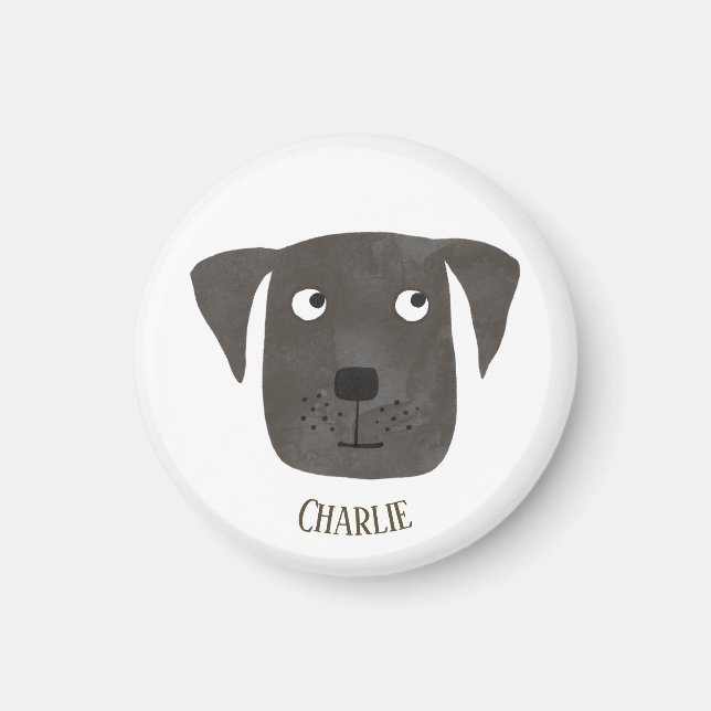 Funny Black Labrador Retriever Dog Custom Name Magnet (Front)