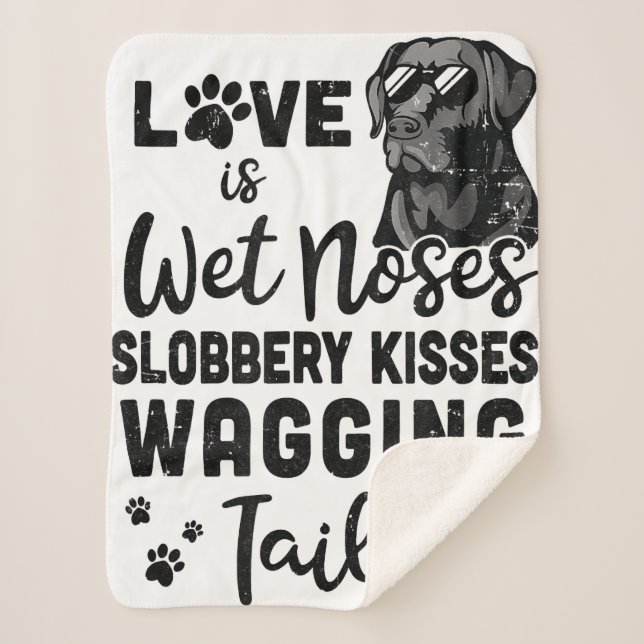 Funny Black Labrador Retriever Love My Dog Saying Sherpa Blanket (Front)