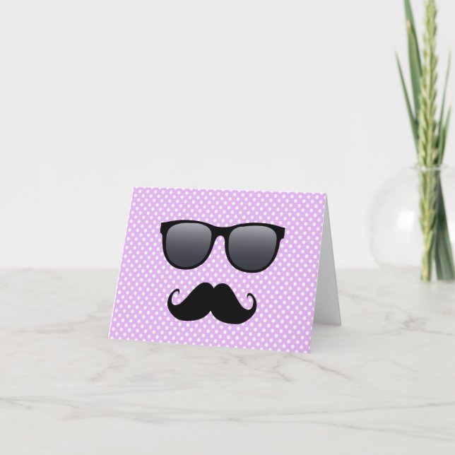 Funny Black Moustache And Glasses Card (Front)