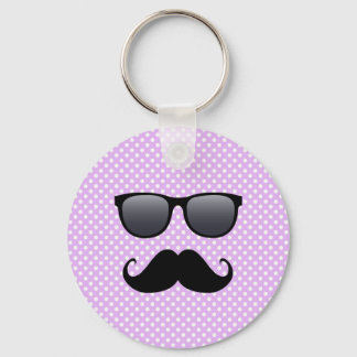 Funny Black Moustache And Glasses Key Ring