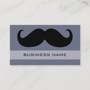 Funny Black Moustache and Plain Grey Business Card