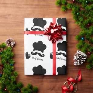Funny Black Moustache Custom Text  Wrapping Paper