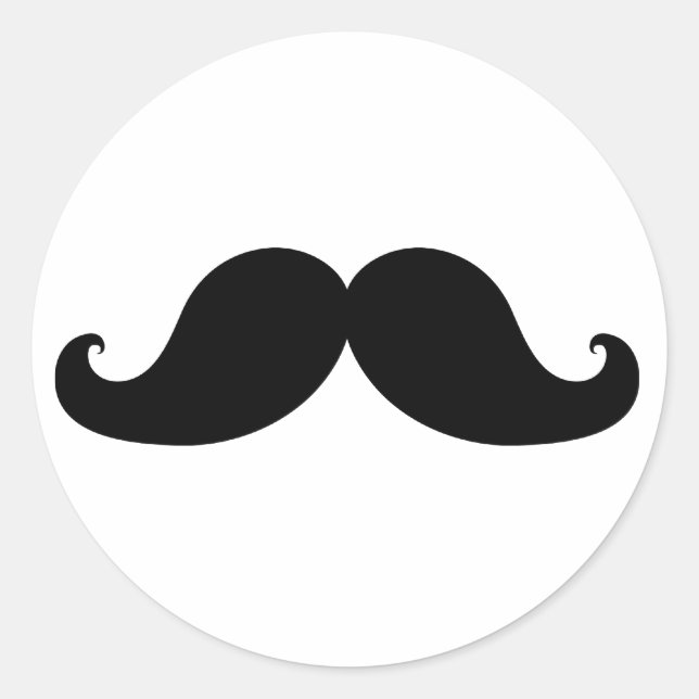 Funny Black Moustache Humour Classic Round Sticker (Front)