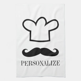 Funny black moustache kitchen towel for male chef