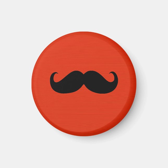 Funny Black Moustache on Orange Red Background Magnet (Front)