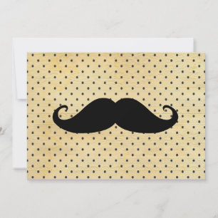 Funny Black Moustache On Vintage Yellow Polka Dots