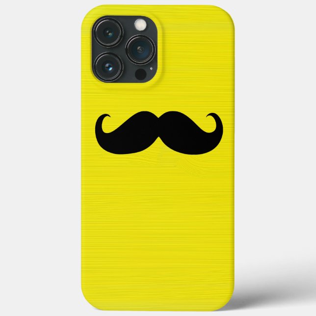 Funny Black Moustache on Yellow Background Case-Mate iPhone Case (Back)