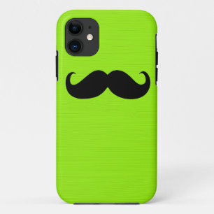 Funny Black Moustache on Yellow Green Background Case-Mate iPhone Case