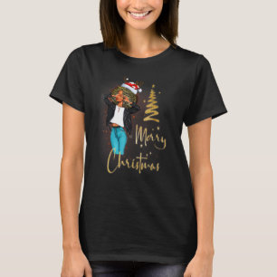 Funny Black Mrs Santa Just A Girl Who Loves Christ T-Shirt