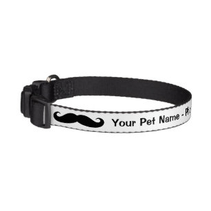 Funny black mustache print custom dog name pet collar