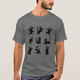 funny black nine black cats t-shirt for cat lover 