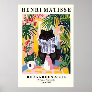 Funny Black Pomeranian Print - Dog on toilet