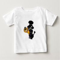 Funny Black Poodle Playing French Horn