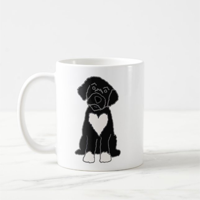Funny Black Portuguese Water Dog Coffee Mug (Left)