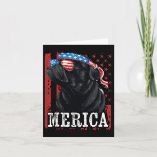 Funny Black Pug 4th Of July Dog Mum Dog Dad Merica Card