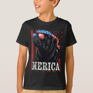 Funny Black Pug 4th Of July Dog Mum Dog Dad Merica T-Shirt