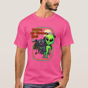 Funny Black Pug Alien You're Chosen One UFO Men Wo T-Shirt