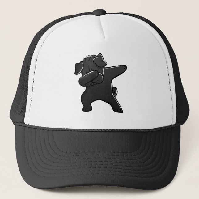 Funny Black Pug Dabbing Trucker Hat (Front)