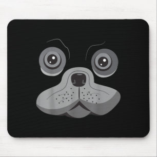 Funny Black Pug Gifts Cool Dog Face Halloween Mouse Pad