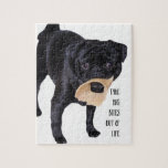 Funny Black Pug  Take Big Bites out of Life Jigsaw Puzzle<br><div class="desc">Funny Black Pug  Take Big Bites out of Life</div>