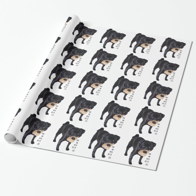 Funny Black Pug  Take Big Bites out of Life Wrapping Paper (Unrolled)