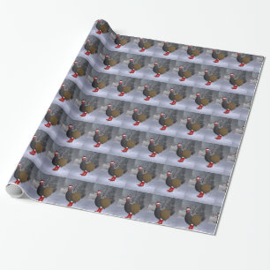 Funny Black Rooster Santa Claus Wrapping Paper