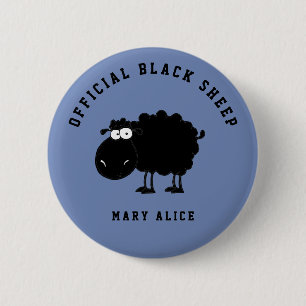 Funny black sheep 6 cm round badge