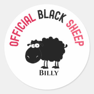 Funny black sheep classic round sticker