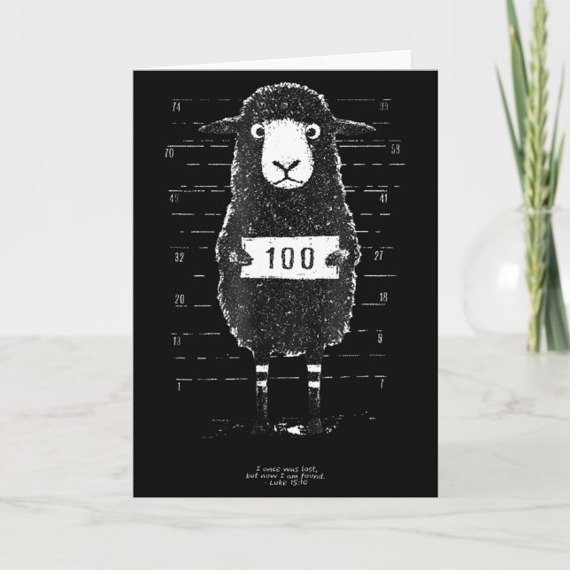 Funny Black Sheep Mugshot Lost But Found Humor Fun Card (Front)