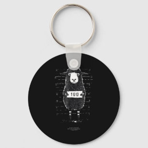 Funny Black Sheep Mugshot Lost But Found Humor Fun Key Ring