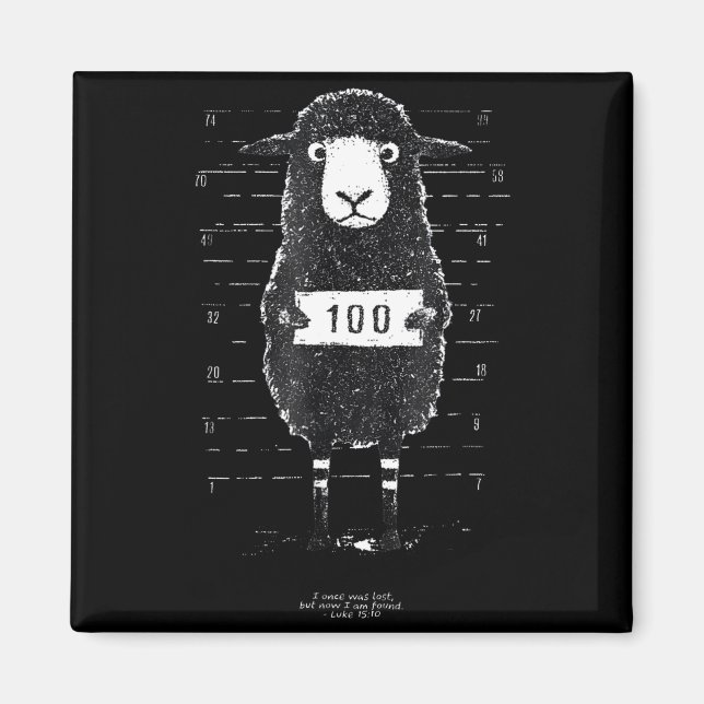 Funny Black Sheep Mugshot Lost But Found Humor Fun Magnet (Front)
