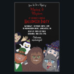 Funny Black Supernatural Halloween Costume Party Flyer<br><div class="desc">Get into the spirit of Halloween with these black Halloween costume party flyers with assorted supernatural characters-a vampire,  leprechaun,  ghost,  wizard,  werewolf and yeti. The design also features a splattering of blood on the back for an additional creepy touch.</div>