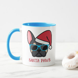 Funny Black Tan Frenchie Santa Paws Christmas Mug