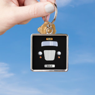 Funny Black Taxi Cab Personalised Square Keychain