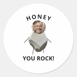 Funny Black Text Rock Photo Husband Classic Round Sticker