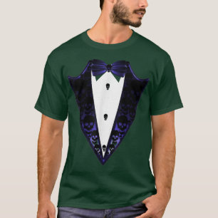 Funny Black Tuedo T With Bowtie Purple Halloween T-Shirt