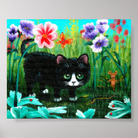Funny Black Tuxedo Cat Mouse Art Creationarts
