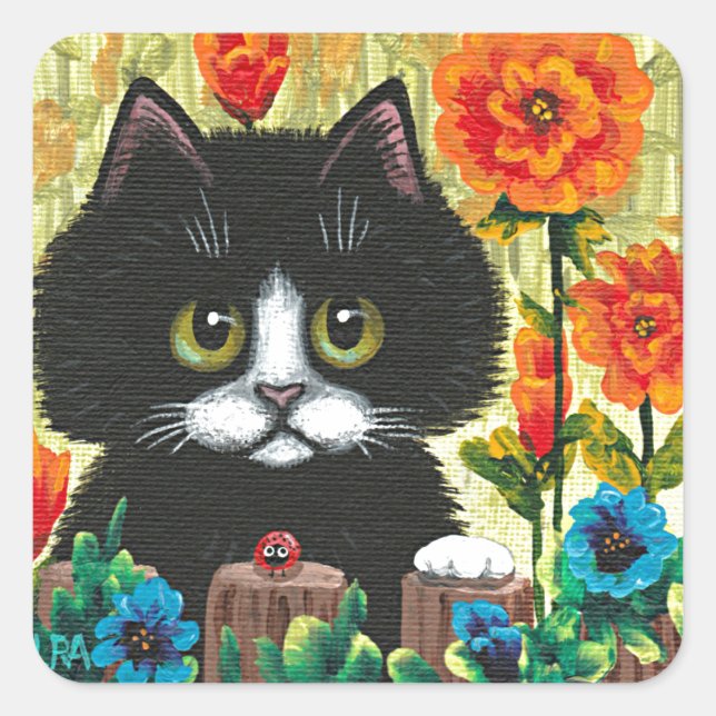 Funny Black White Cat Creationarts  Sticker (Front)
