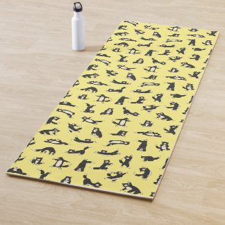 Funny Black White Cats Doing Pattern Yoga Mat