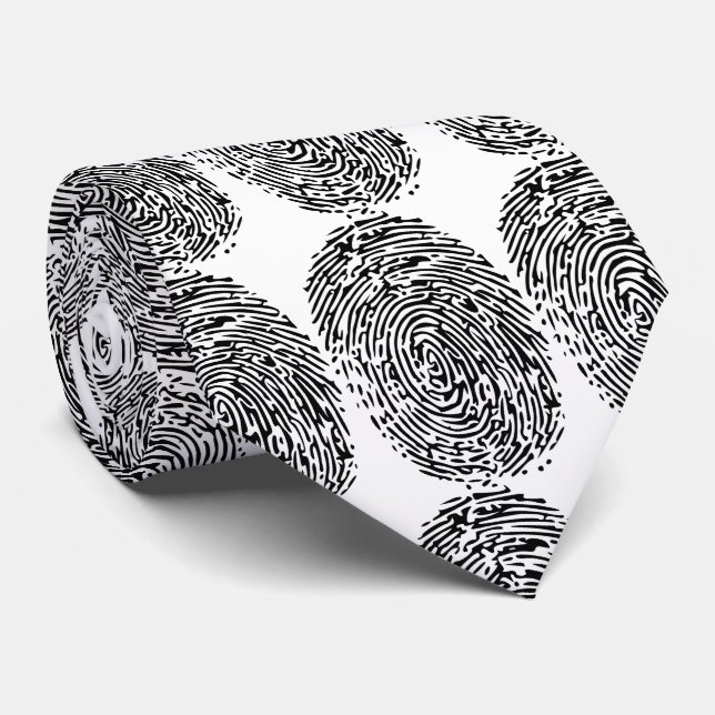 Funny black & white fingerprints for police tie (Rolled)