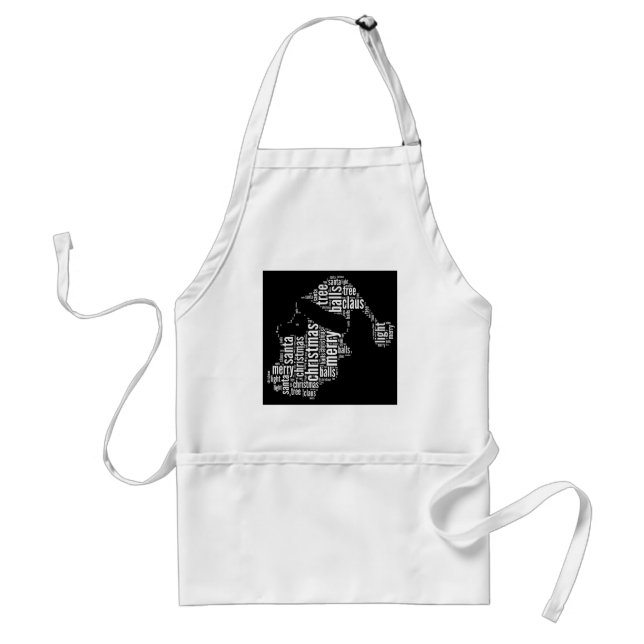 Funny Black White Merry Christmas Santa Typography Standard Apron (Front)